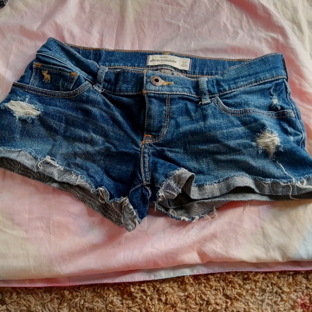 Light dark blue short shorts ripped shorts kids size 16